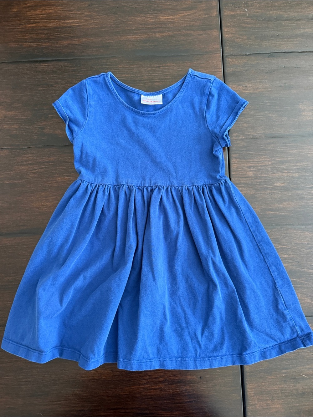 Hanna Andersson Girls Cotton Short-Sleeve Dress in Royal Blue